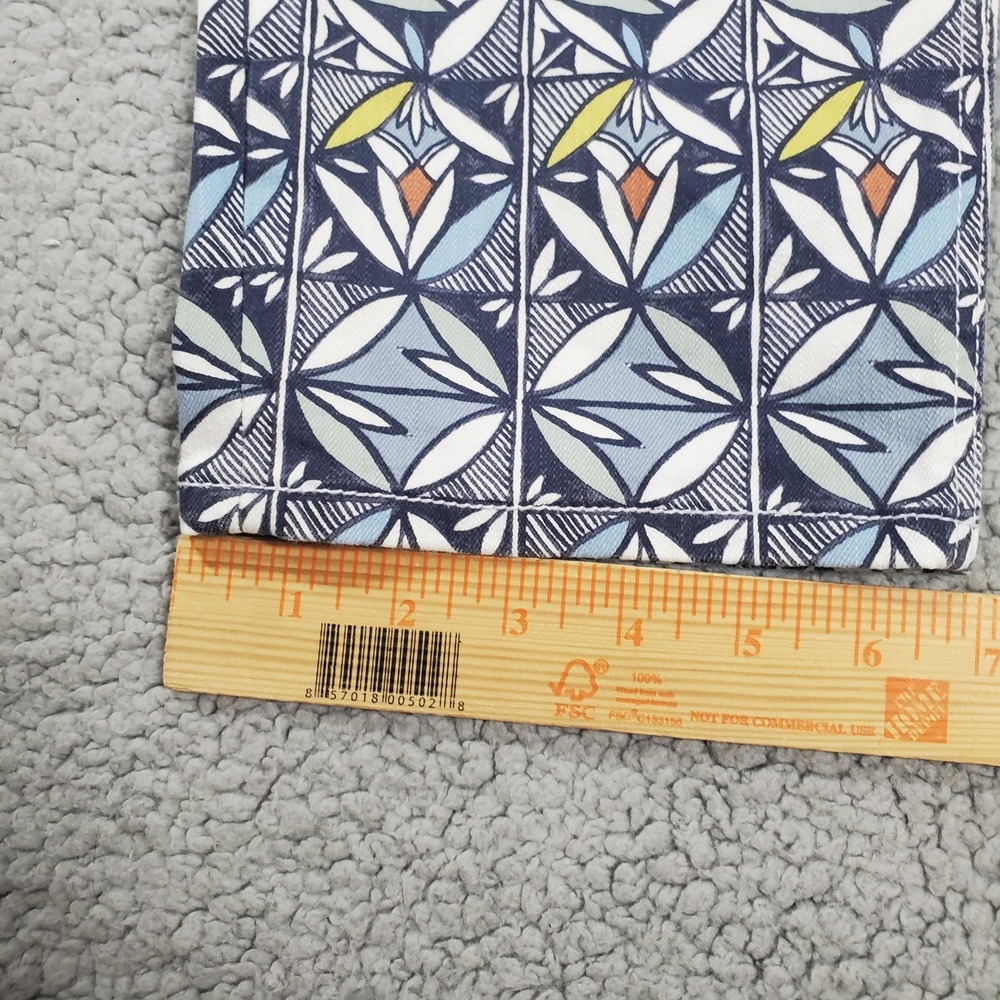 Tory Burch Geometric Floral Mosaic Straight Leg Pants Womens 31 Acoma Jeans Boho - Picture 14 of 14